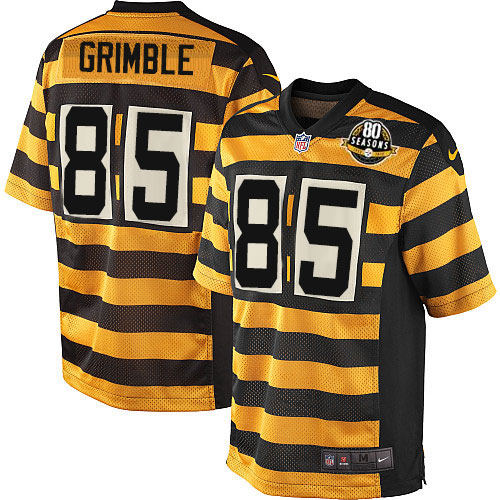 Men's Elite Xavier Grimble 80th Anniversary Nike Jersey Gold/Black Alternate - #85 Throwback NFL Pittsburgh Steelers